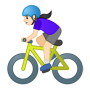 🚴🏻‍♀️ Emoji Mujer En Bicicleta: Tono De Piel Claro en Google Android 10.0 March 2020 Feature Drop.