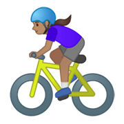 Emoji 🚴🏽‍♀️ Ciclista Donna: Carnagione Olivastra su Google Android 10.0 March 2020 Feature Drop.