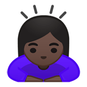 🙇🏿‍♀️ Emoji Mulher Fazendo Reverência: Pele Escura na Google Android 10.0 March 2020 Feature Drop.