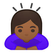 🙇🏾‍♀️ Emoji sich verbeugende Frau: mitteldunkle Hautfarbe Google Android 10.0 March 2020 Feature Drop.