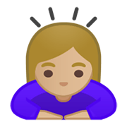 🙇🏼‍♀️ Emoji Mulher Fazendo Reverência: Pele Morena Clara na Google Android 10.0 March 2020 Feature Drop.