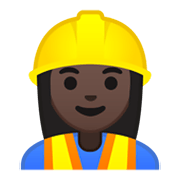 👷🏿‍♀️ Emoji Bauarbeiterin: dunkle Hautfarbe Google Android 10.0 March 2020 Feature Drop.