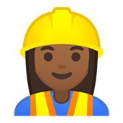 👷🏾‍♀️ Emoji Bauarbeiterin: mitteldunkle Hautfarbe Google Android 10.0 March 2020 Feature Drop.