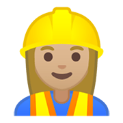 👷🏼‍♀️ Emoji Pedreira: Pele Morena Clara na Google Android 10.0 March 2020 Feature Drop.