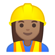 👷🏽‍♀️ Emoji Bauarbeiterin: mittlere Hautfarbe Google Android 10.0 March 2020 Feature Drop.