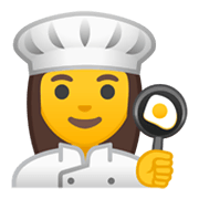 Emoji 👩‍🍳 Cuoca su Google Android 10.0 March 2020 Feature Drop.