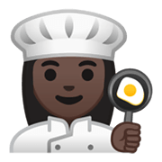 Émoji 👩🏿‍🍳 Cuisinière : Peau Foncée sur Google Android 10.0 March 2020 Feature Drop.