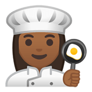 👩🏾‍🍳 Emoji Cozinheira: Pele Morena Escura na Google Android 10.0 March 2020 Feature Drop.