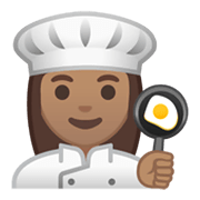Émoji 👩🏽‍🍳 Cuisinière : Peau Légèrement Mate sur Google Android 10.0 March 2020 Feature Drop.