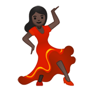 💃🏿 Emoji Mulher Dançando: Pele Escura na Google Android 10.0 March 2020 Feature Drop.