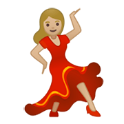 💃🏼 Emoji tanzende Frau: mittelhelle Hautfarbe Google Android 10.0 March 2020 Feature Drop.