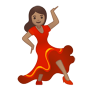 💃🏽 Emoji tanzende Frau: mittlere Hautfarbe Google Android 10.0 March 2020 Feature Drop.