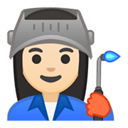 👩🏻‍🏭 Emoji Fabrikarbeiterin: helle Hautfarbe Google Android 10.0 March 2020 Feature Drop.