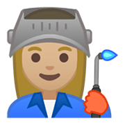 👩🏼‍🏭 Emoji Operaria: Tono De Piel Claro Medio en Google Android 10.0 March 2020 Feature Drop.