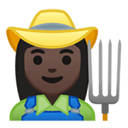 👩🏿‍🌾 Emoji Bäuerin: dunkle Hautfarbe Google Android 10.0 March 2020 Feature Drop.