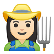 Emoji 👩🏻‍🌾 Contadina: Carnagione Chiara su Google Android 10.0 March 2020 Feature Drop.