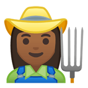 👩🏾‍🌾 Emoji Fazendeira: Pele Morena Escura na Google Android 10.0 March 2020 Feature Drop.