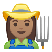 Emoji 👩🏽‍🌾 Contadina: Carnagione Olivastra su Google Android 10.0 March 2020 Feature Drop.