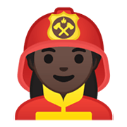 Émoji 👩🏿‍🚒 Pompier Femme : Peau Foncée sur Google Android 10.0 March 2020 Feature Drop.