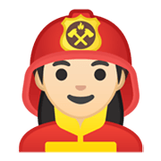 Émoji 👩🏻‍🚒 Pompier Femme : Peau Claire sur Google Android 10.0 March 2020 Feature Drop.