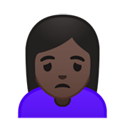 🙍🏿‍♀️ Emoji Mujer Frunciendo El Ceño: Tono De Piel Oscuro en Google Android 10.0 March 2020 Feature Drop.