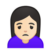 Emoji 🙍🏻‍♀️ Donna Corrucciata: Carnagione Chiara su Google Android 10.0 March 2020 Feature Drop.