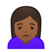 🙍🏾‍♀️ Emoji Mujer Frunciendo El Ceño: Tono De Piel Oscuro Medio en Google Android 10.0 March 2020 Feature Drop.