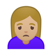 🙍🏼‍♀️ Emoji missmutige Frau: mittelhelle Hautfarbe Google Android 10.0 March 2020 Feature Drop.