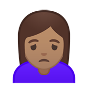 🙍🏽‍♀️ Emoji missmutige Frau: mittlere Hautfarbe Google Android 10.0 March 2020 Feature Drop.
