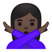 🙅🏿‍♀️ Emoji Frau mit überkreuzten Armen: dunkle Hautfarbe Google Android 10.0 March 2020 Feature Drop.
