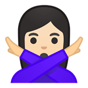 🙅🏻‍♀️ Emoji Frau mit überkreuzten Armen: helle Hautfarbe Google Android 10.0 March 2020 Feature Drop.