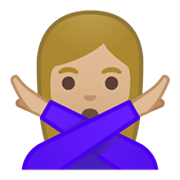 🙅🏼‍♀️ Emoji Frau mit überkreuzten Armen: mittelhelle Hautfarbe Google Android 10.0 March 2020 Feature Drop.