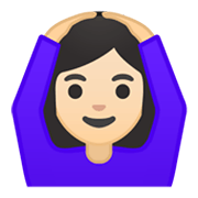 🙆🏻‍♀️ Emoji Mulher Fazendo Gesto De «OK»: Pele Clara na Google Android 10.0 March 2020 Feature Drop.