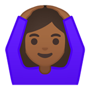 🙆🏾‍♀️ Emoji Mujer Haciendo El Gesto De «de Acuerdo»: Tono De Piel Oscuro Medio en Google Android 10.0 March 2020 Feature Drop.