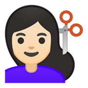 💇🏻‍♀️ Emoji Mujer Cortándose El Pelo: Tono De Piel Claro en Google Android 10.0 March 2020 Feature Drop.