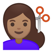 💇🏽‍♀️ Emoji Frau beim Haareschneiden: mittlere Hautfarbe Google Android 10.0 March 2020 Feature Drop.