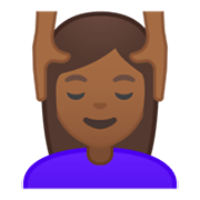 💆🏾‍♀️ Emoji Frau, die eine Kopfmassage bekommt: mitteldunkle Hautfarbe Google Android 10.0 March 2020 Feature Drop.