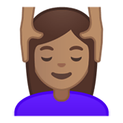 💆🏽‍♀️ Emoji Mujer Recibiendo Masaje: Tono De Piel Medio en Google Android 10.0 March 2020 Feature Drop.