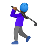 🏌🏾‍♀️ Emoji Mulher Golfista: Pele Morena Escura na Google Android 10.0 March 2020 Feature Drop.