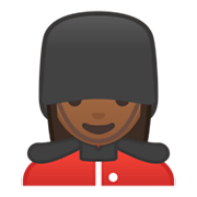 Émoji 💂🏾‍♀️ Garde Femme : Peau Mate sur Google Android 10.0 March 2020 Feature Drop.