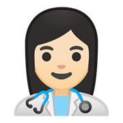 Emoji 👩🏻‍⚕️ Operatrice Sanitaria: Carnagione Chiara su Google Android 10.0 March 2020 Feature Drop.