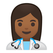 Émoji 👩🏾‍⚕️ Professionnelle De La Santé : Peau Mate sur Google Android 10.0 March 2020 Feature Drop.