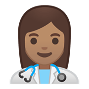 Emoji 👩🏽‍⚕️ Operatrice Sanitaria: Carnagione Olivastra su Google Android 10.0 March 2020 Feature Drop.