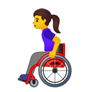 👩‍🦽 Emoji Frau in manuellem Rollstuhl Google Android 10.0 March 2020 Feature Drop.