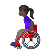 👩🏿‍🦽 Emoji Mulher Em Cadeira De Rodas Manual: Pele Escura na Google Android 10.0 March 2020 Feature Drop.