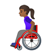 👩🏾‍🦽 Emoji Mulher Em Cadeira De Rodas Manual: Pele Morena Escura na Google Android 10.0 March 2020 Feature Drop.