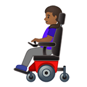 👩🏾‍🦼 Emoji Frau in elektrischem Rollstuhl: mitteldunkle Hautfarbe Google Android 10.0 March 2020 Feature Drop.