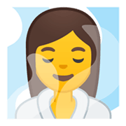 Emoji 🧖‍♀️ Donna In Sauna su Google Android 10.0 March 2020 Feature Drop.