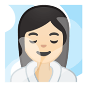 🧖🏻‍♀️ Emoji Mujer En Una Sauna: Tono De Piel Claro en Google Android 10.0 March 2020 Feature Drop.
