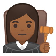 👩🏾‍⚖️ Emoji Juíza: Pele Morena Escura na Google Android 10.0 March 2020 Feature Drop.